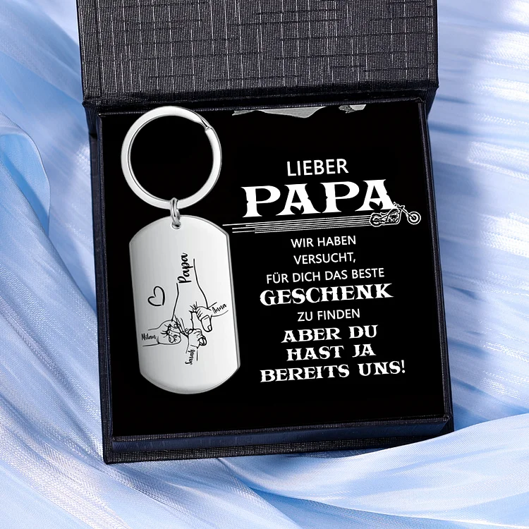 Kettenmachen Personalisierbare 3 Namen Papa Hand Schlüsselanhänger-Lieber Papa du hast ja bereits uns-Geschenk für Vater Vatertag