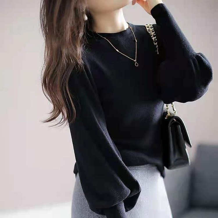 Crew Neck Long Sleeve Vintage Shift Sweater QueenFunky
