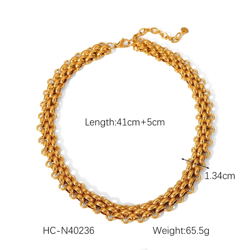 Classic Style Solid Color 304 Stainless Steel Titanium Steel 18K Gold Plated Necklace