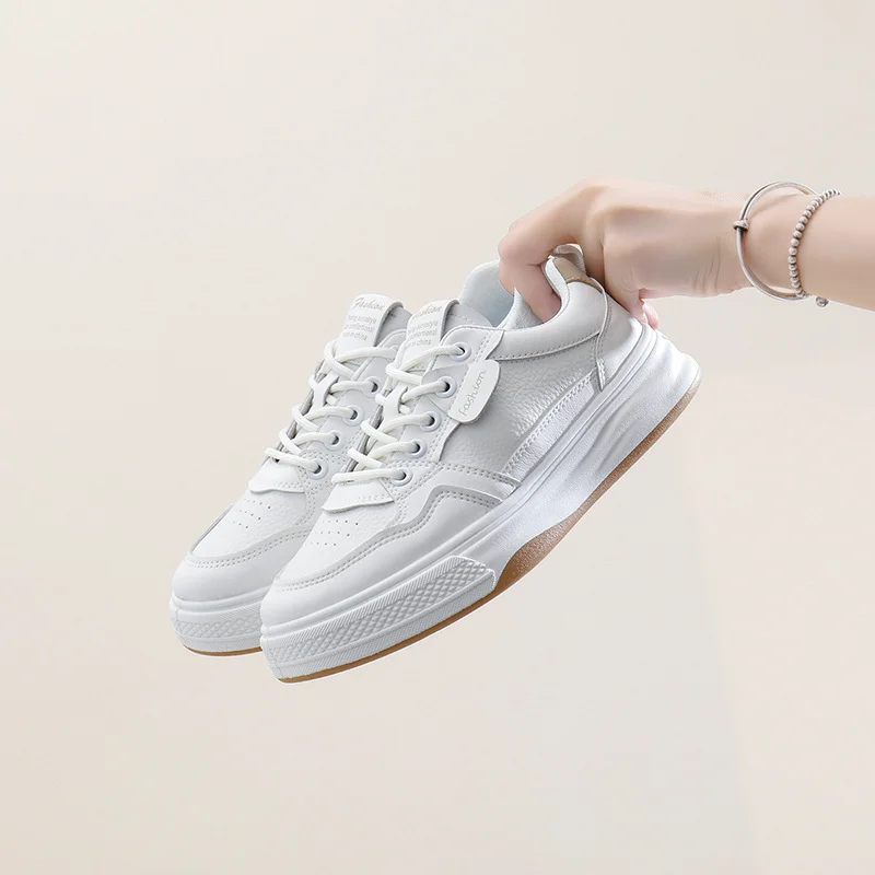 Tanguoant Tanguoant 2025, Small White Shoes New Korean Version Ins Female Students Taller Platform Sports Board Shoes Casual Shoes H6518