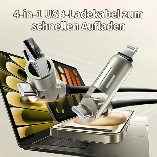 🔥Zeitlich begrenztes Angebot⏰ 4-in-1 USB-Ladekabel, Schnellladung, bis zu 60 W