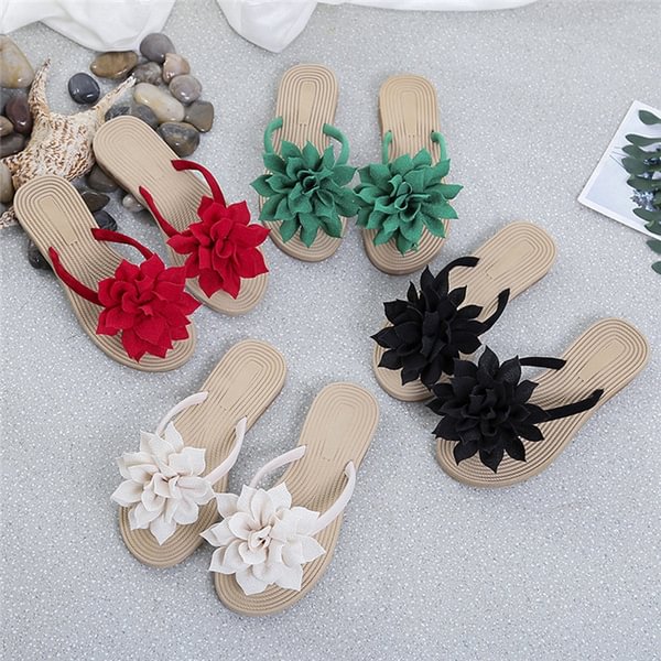 Summer Student Sandals And Slippers Flowers Flat Bottom Casual Fashion Flip Flops - BlackFridayBuys