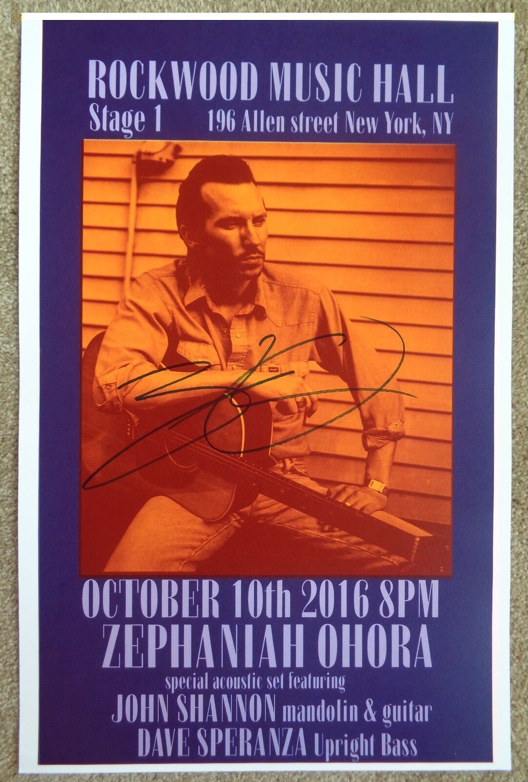 Signed ZEPHANIAH OHORA Gig POSTER In-Person w/proof Concert Autograph New York