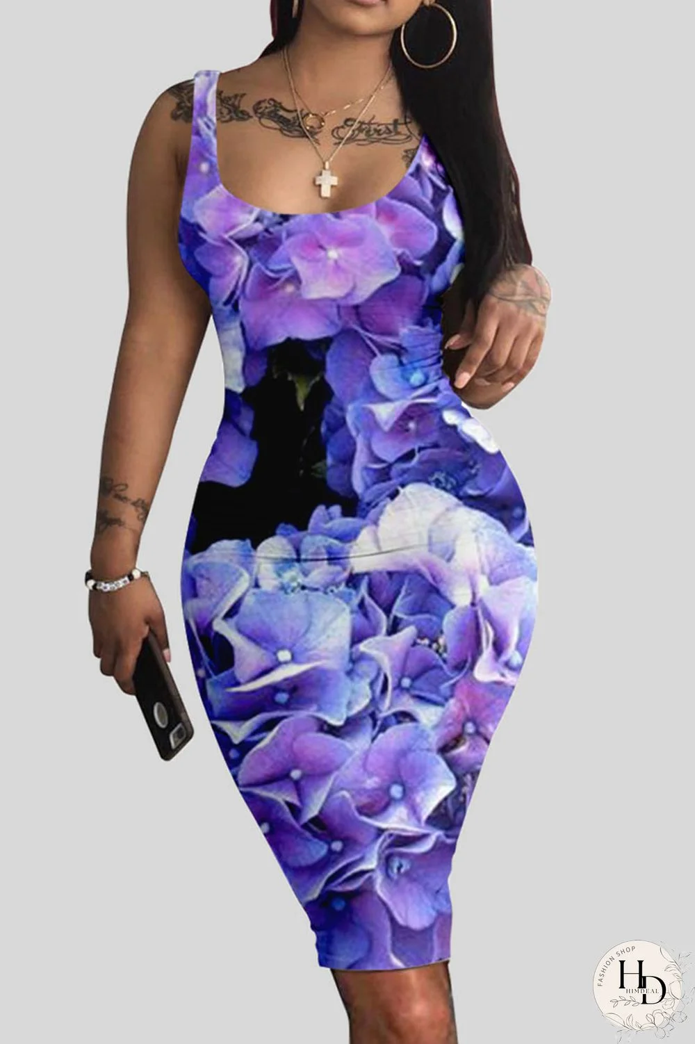 Colour Casual Print Patchwork U Neck Vest Dress Dresses