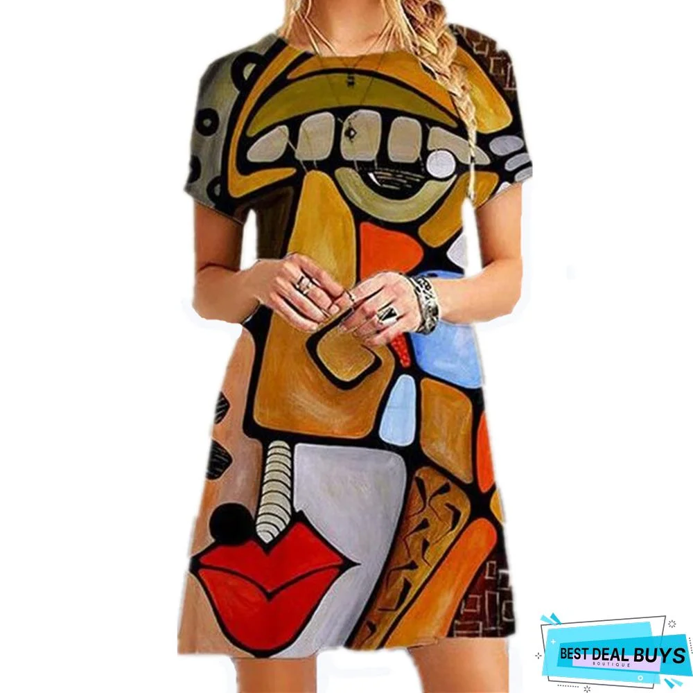 Fashion Printed Large Size Loose Dress