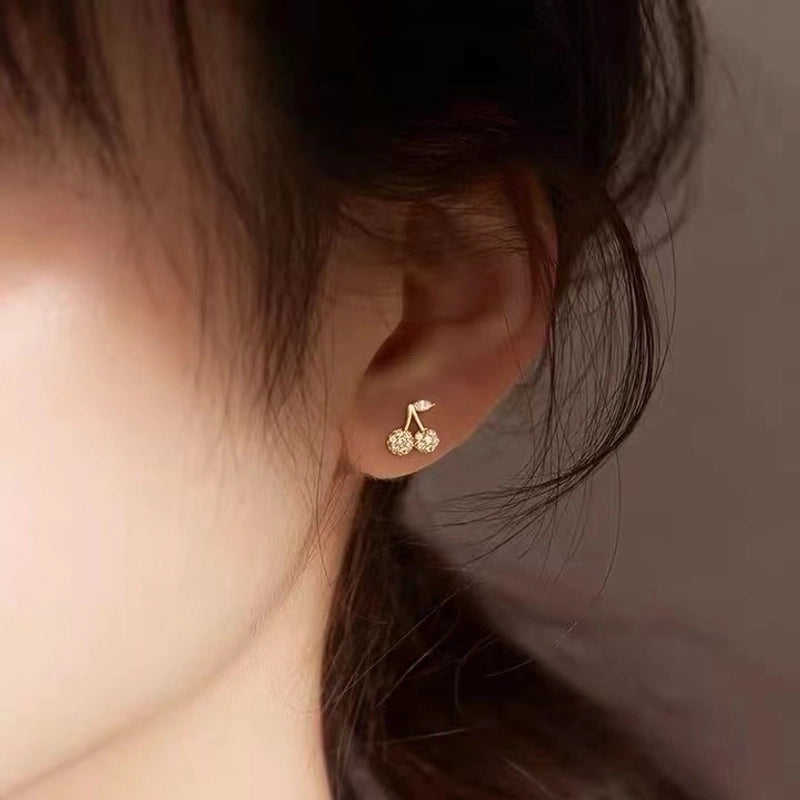 1 Pair 925 Sterling Silver Artificial Gemstones Fruit Ear Studs