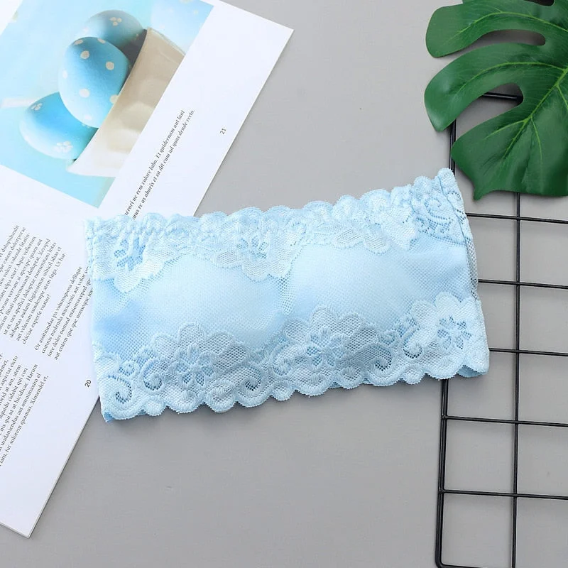 1 piece lace women's sexy bra strapless straps elastic cloth cloth sexy corset to prevent wrapping chest pad underwear lingerie