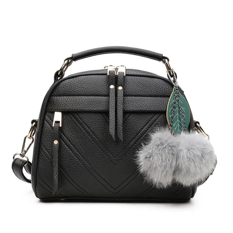 PU Leather Handbag For Women Girl Fashion Tassel Messenger Bags With Ball Bolsa Female Shoulder Bags Ladies Party Crossby Bag