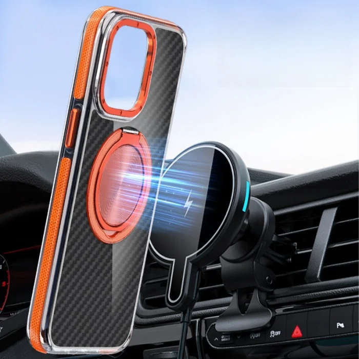 360 Degree Rotating Bracket Carbon Fiber Texture Apple Phone Case