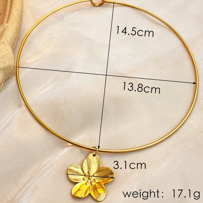 Elegant Marine Style Flower 304 Stainless Steel 18K Gold Plated Plating Stainless Steel Necklaces