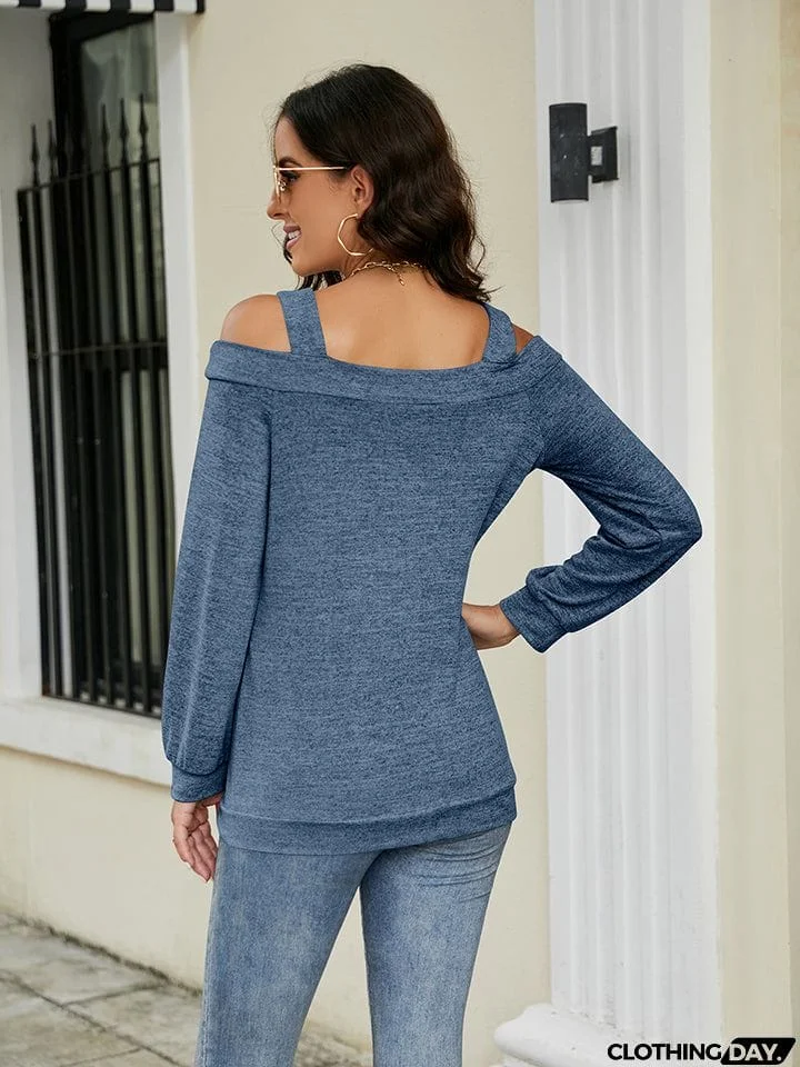 Cold Shoulder Cutout Square Neck Blouse