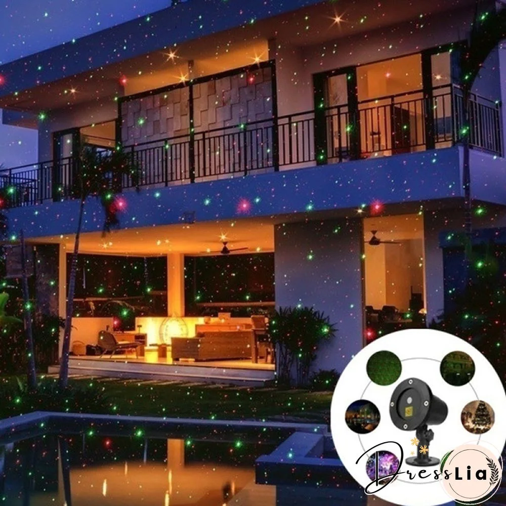 Outdoor Indoor Waterproof Green & Red Laser Projector Light for Party Landscape Garden Halloween Christmas Decoration Gift US/EU/UK/AU Plug