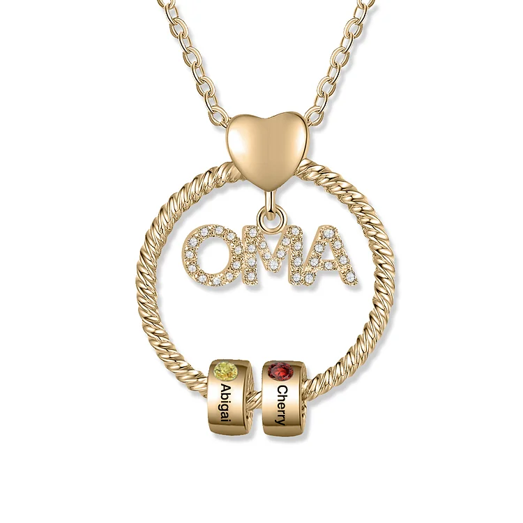 Kettenmachen Personalisierte 2 Namen Gravur "OMA" Halskette mit 2 Geburtssteinen