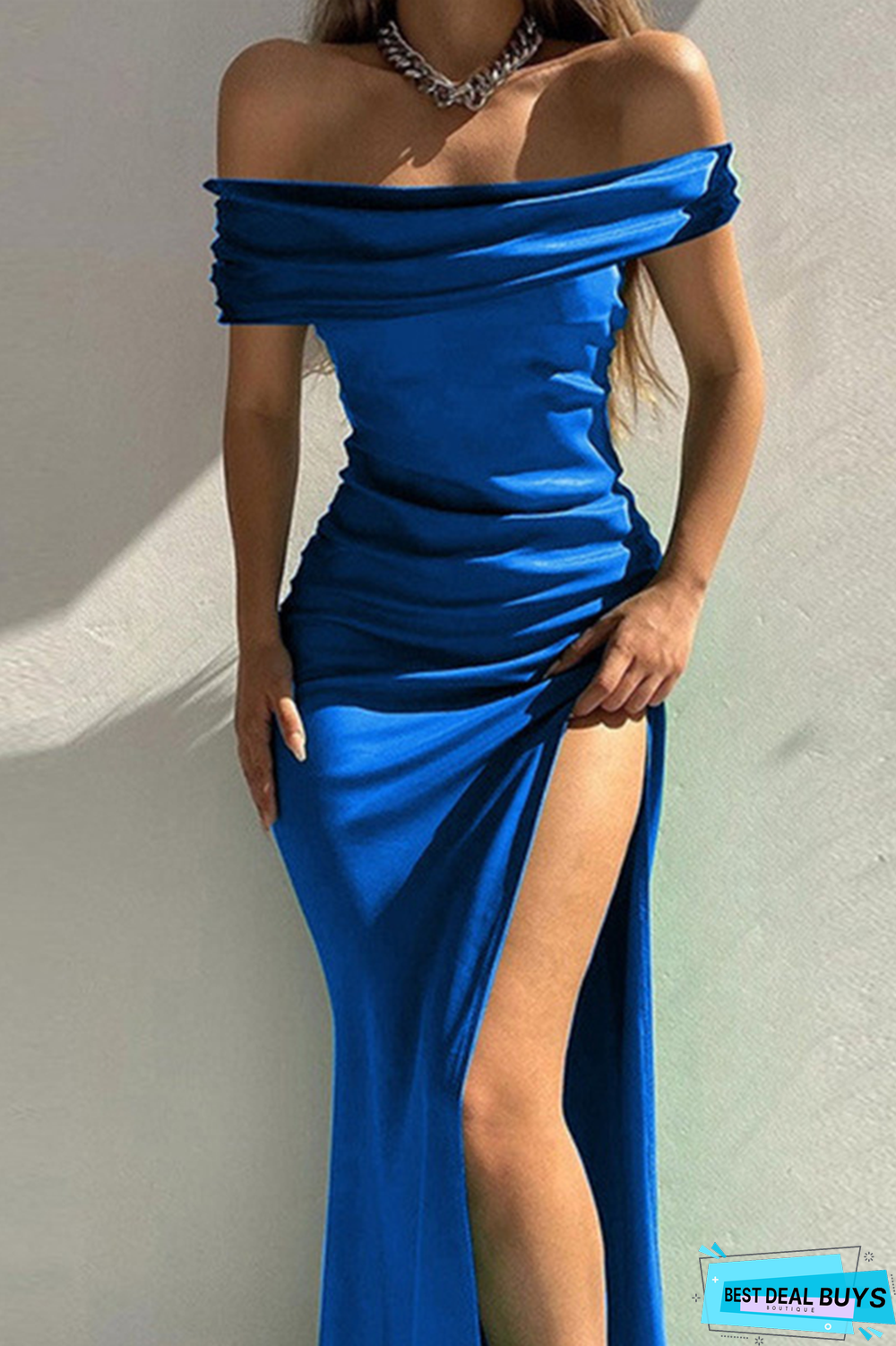 Sexy Solid High Opening Off the Shoulder Pencil Skirt Dresses(4 Colors)