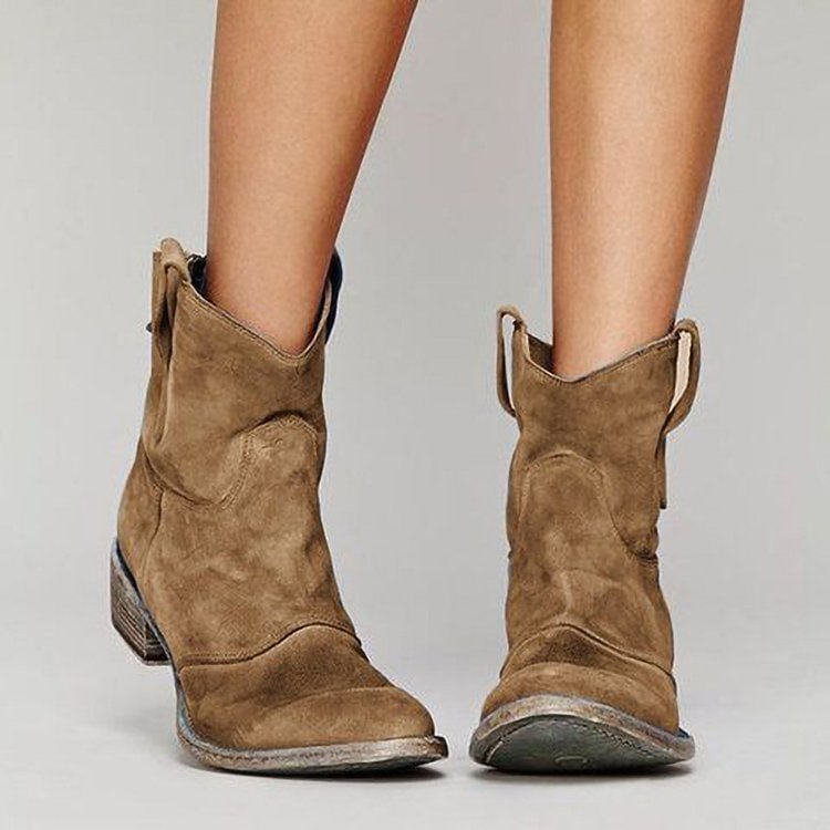 Daily Flat Heel Boot Western Ankle Boots