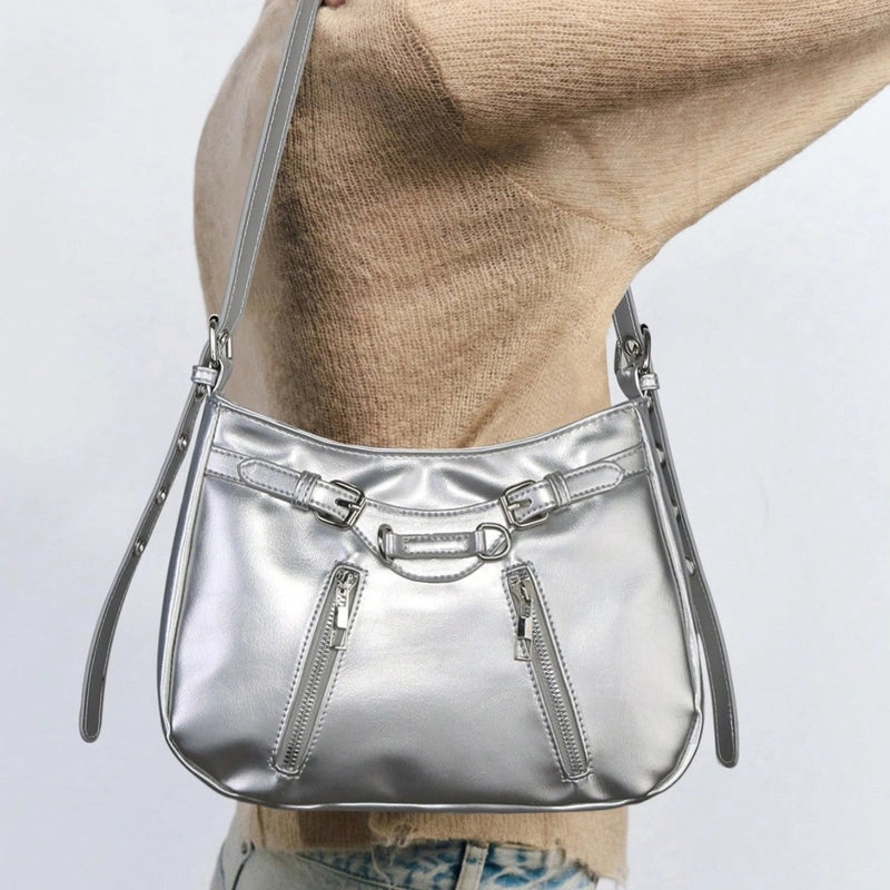 Women's Medium Pu Leather Solid Color Vintage Style Classic Style Square Zipper Shoulder Bag3