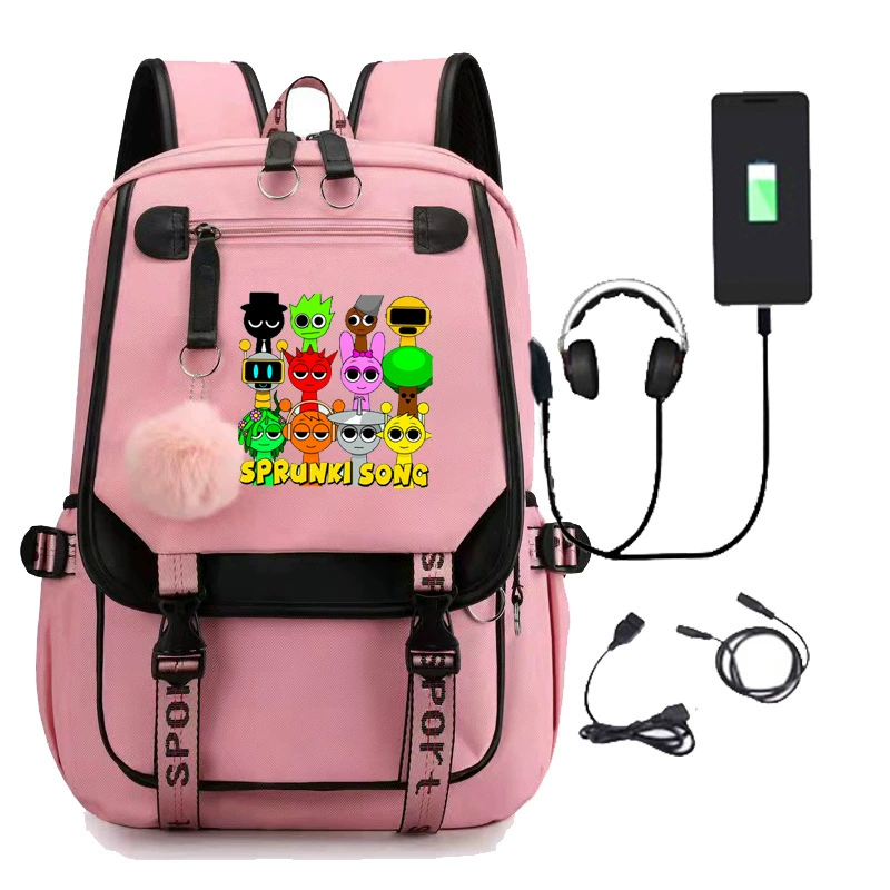  Sprunki Backpack | Sprunki Student Backpack | Large Capacity Backpack | USB Charging