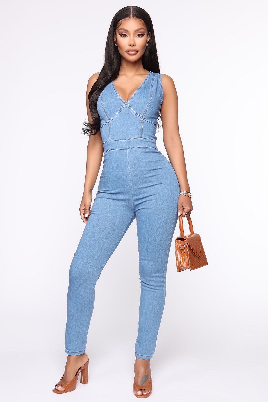 Just Me And My Crew Jumpsuit - Medium Wash