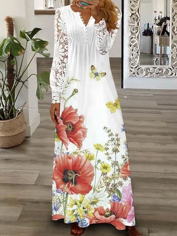 Casual Loose Lace Butterfly Poppy Dress