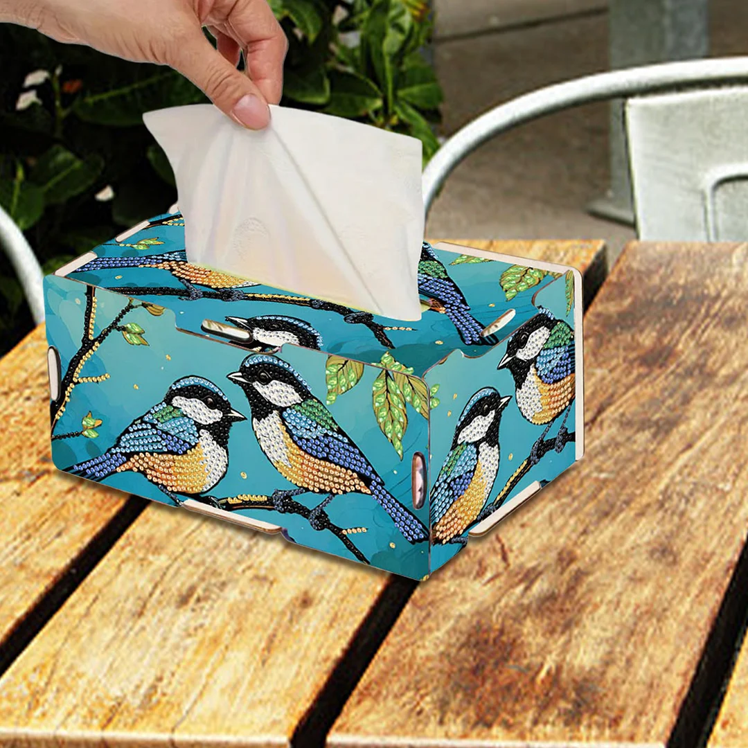 Wooden Diamond Painting Tissue Box for Home and Office Decoration(CZH002)
