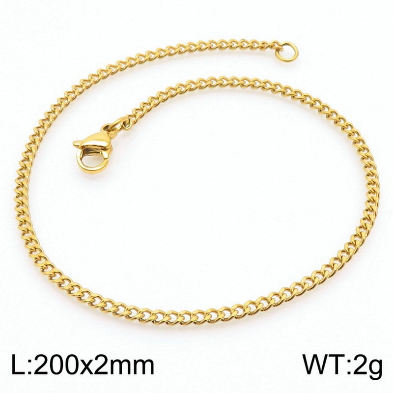 Stainless Steel Personality Fashion Trend Simple Two-Side Grinding Cuban Link Chain Bracelet Accessories