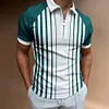 Gioiacombo&trade; Polo da uomo a manica corta con cerniera a righe estiva