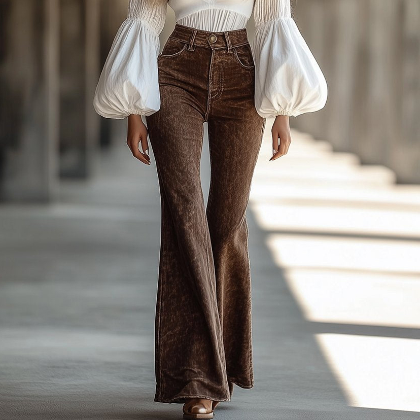Retro Simple Fashionable Flared Jeans