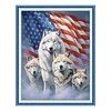 American Flag And Wolf - Full Embroidery 3 Strands 11CT Stamped Cross Stitch - 45*60CM - Large Size