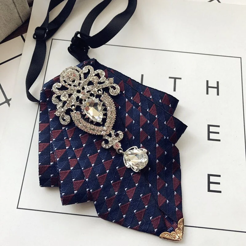 High-end New Rhinestone Bowties Brooch Korean Gentleman Dress White Shirt Wedding Bow Tie Set for Men Accessories Pocket Square