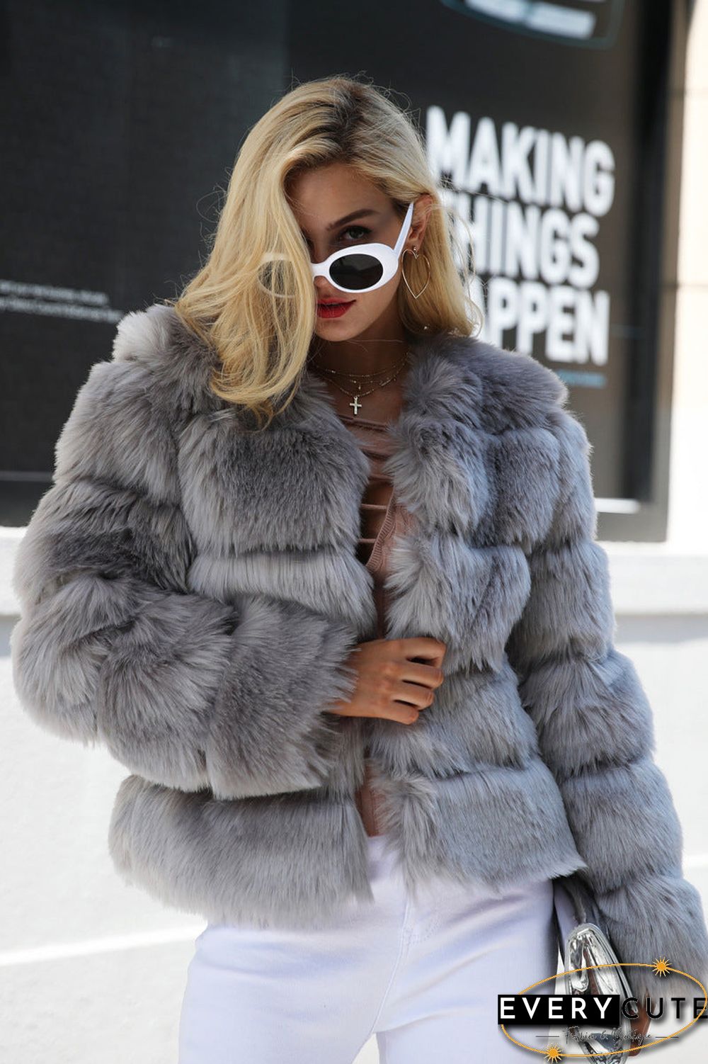 Open Front Fleece Oversize Fuzzy Coat