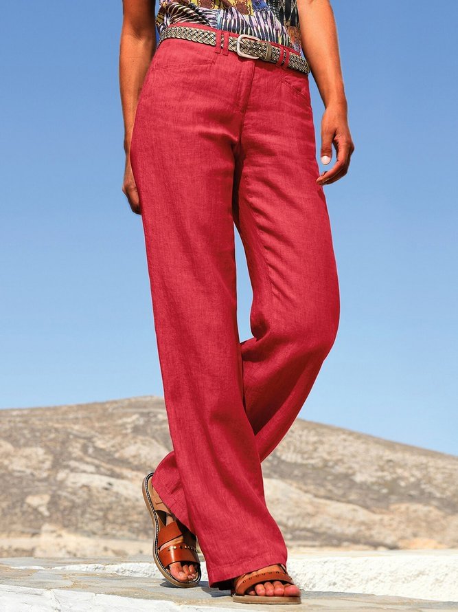 Solid Pockets Pants Women Trousers B210- Fabulory