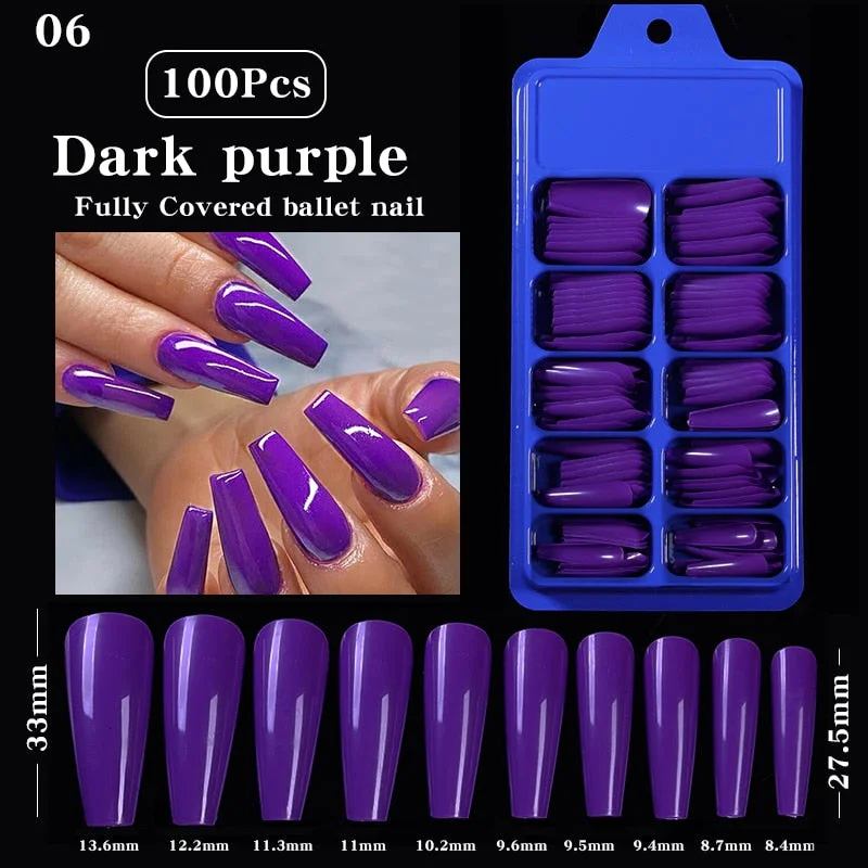 100Pcs Black White False Nail Tips Full Cover Acrylic Almond Coffin Candy Colorful Fake Nails Tip Manicure Extension Nail Tool-Nail Inspo