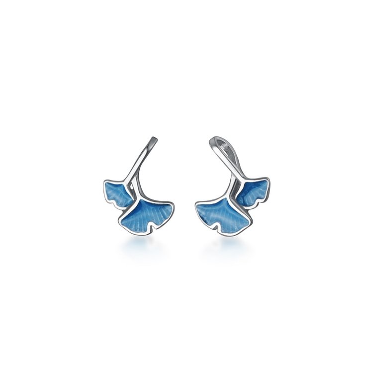 Apricot Leaves 925 Sterling Silver Stud Earrings - Modakawa modakawa