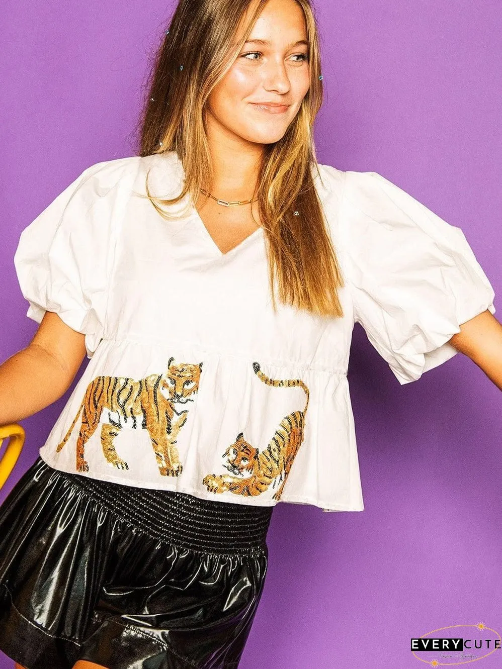 Adorable Tiger Print Top