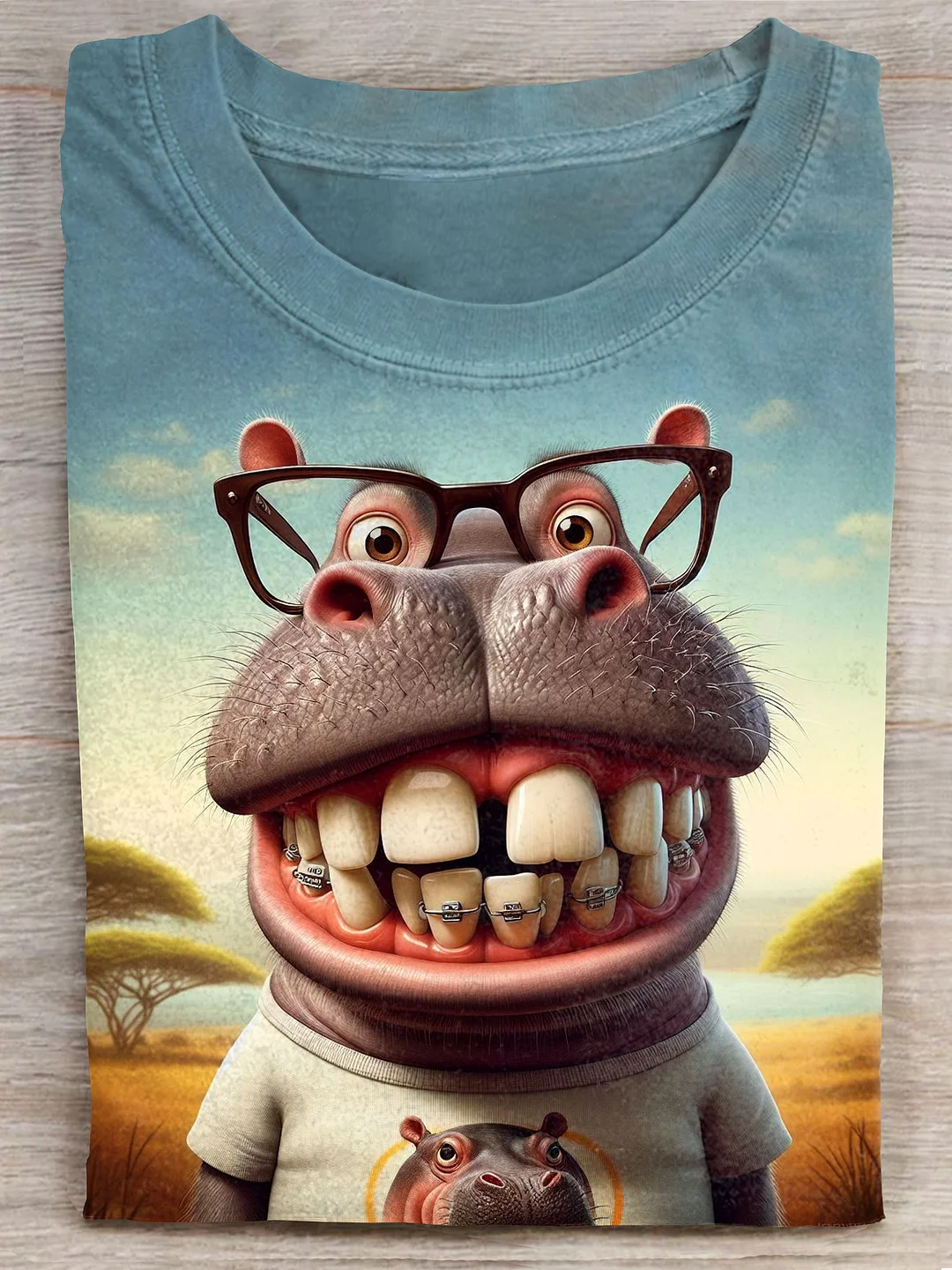 Eagerlys Cute Hippo Art T-shirt Eagerlys