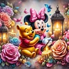 Mickey Winnie And Candle-11CT Stamped Cross Stitch 50*50cm/19.69*19.69in