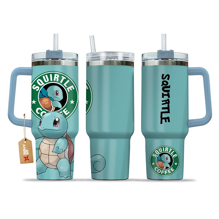 Pokemon Squirtle Coffee 40oz Tumbler Cup With Handle Anime Accessories