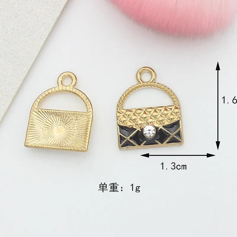 10 PCS/Package 1.5 * 20mm 14 * 14mm 7 * 12mm Alloy Rhinestones Pearl Number Heart Shape Bow Knot Polished Pendant