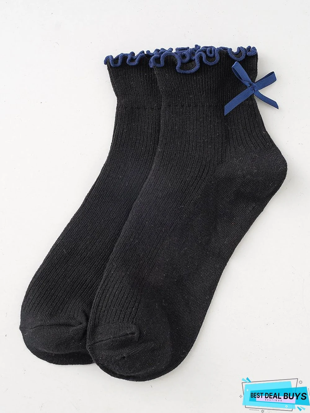 Casual Ruffle Ribbon Bow Stitching Cotton Socks Daily Commuting Home Accessories