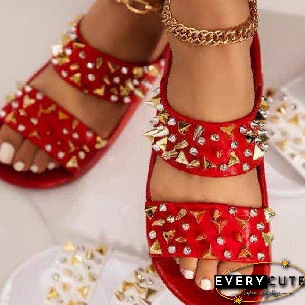 Pure Color Thick-Soled Rivet Slipper
