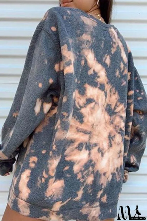 MidiSono - Tie-dye Print Long-sleeved Sweatshirt