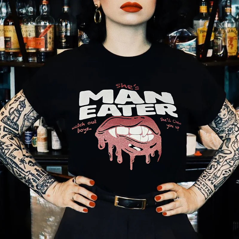 She's Man Eater Printed Women's T-shirt -  