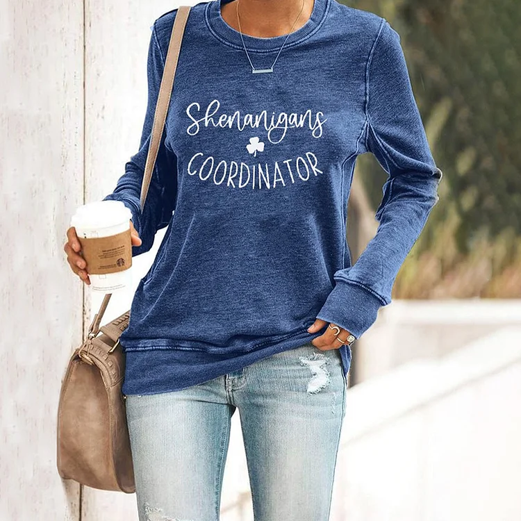 VChics St. Patrick's Lucky Shamrock Shenanigans Coordinator Print Casual Sweatshirt