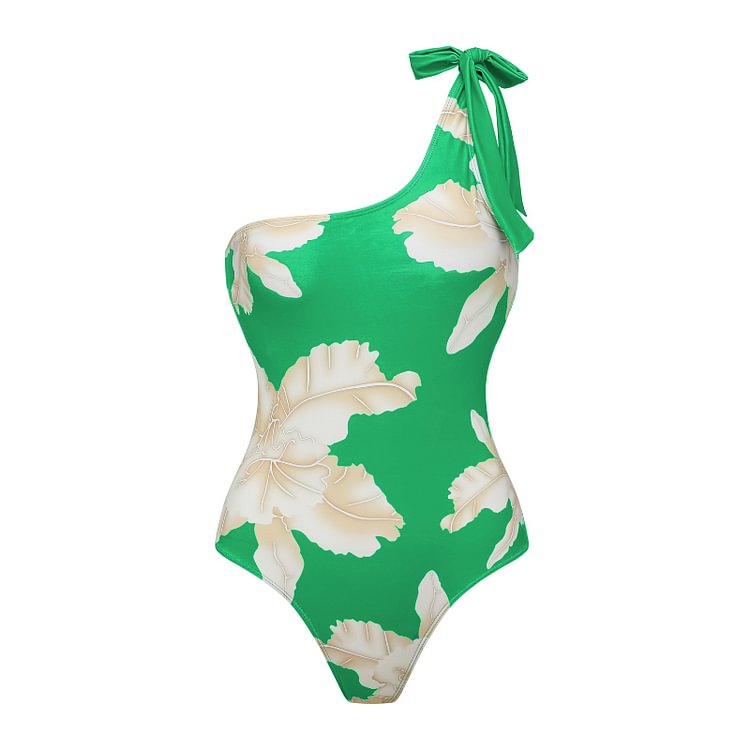 One Shoulder Printed One Piece Swimsuit