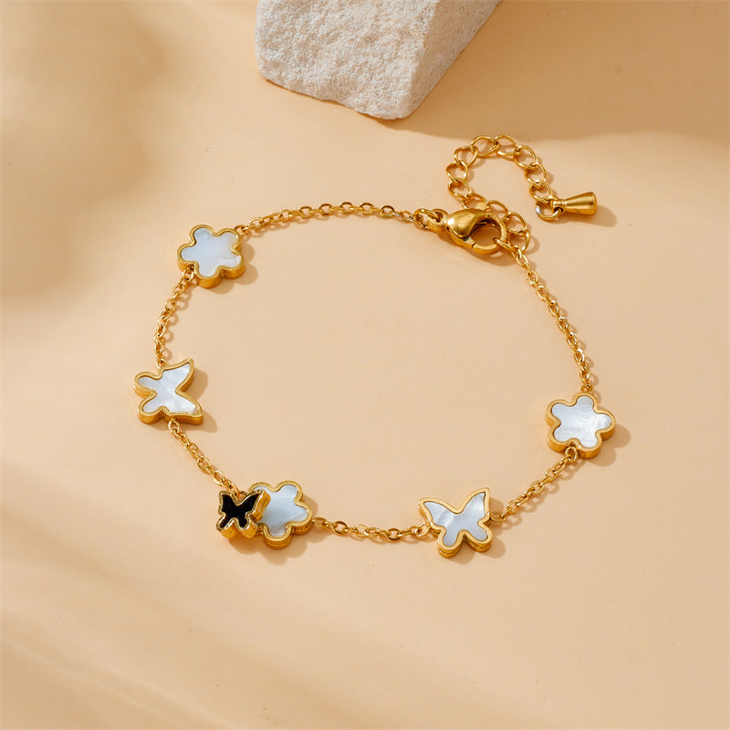 Fashion Flower Plant Stainless Steel Electroplating Jewelry Sets