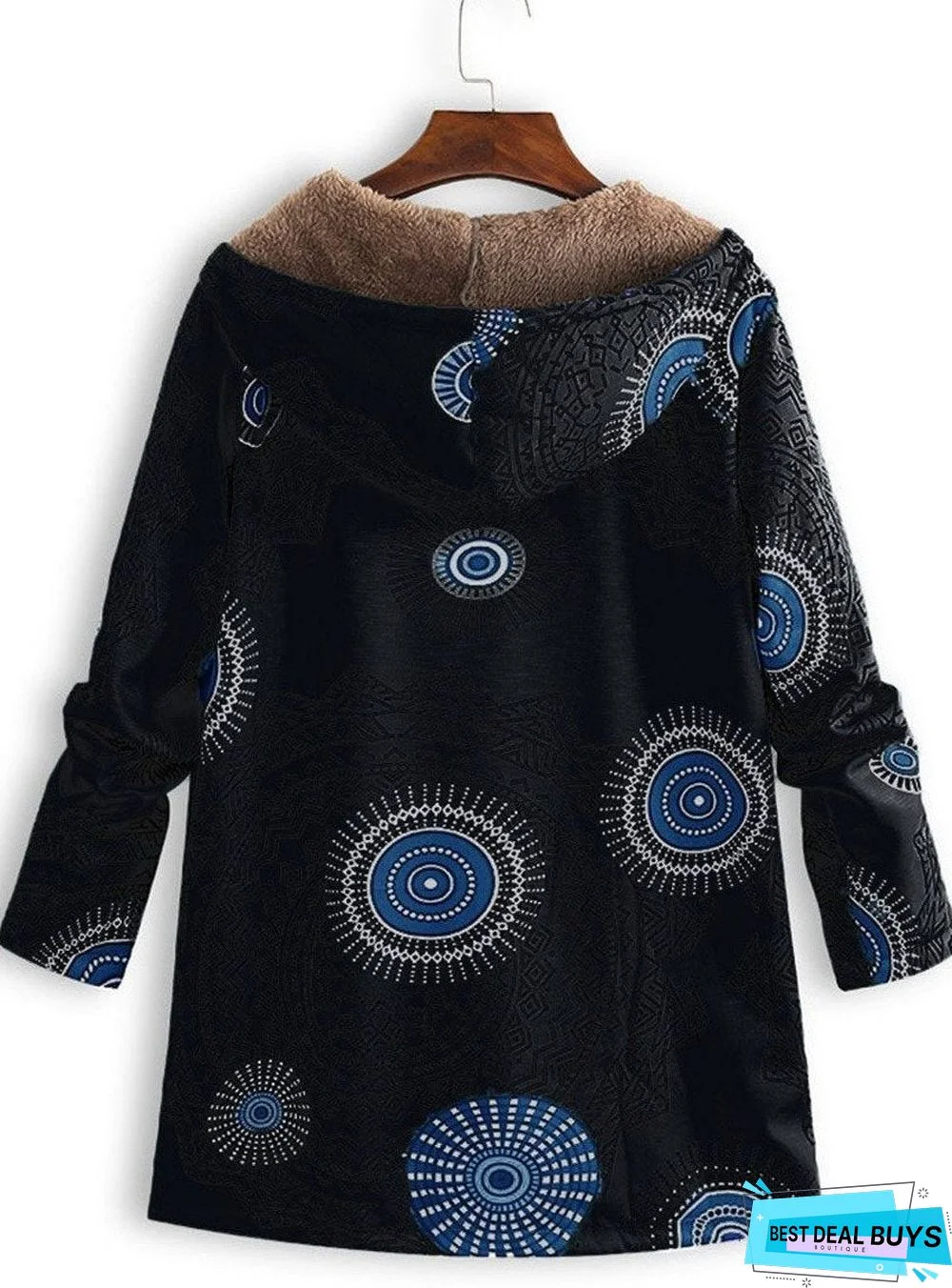 Hooded Abstract Print Coat