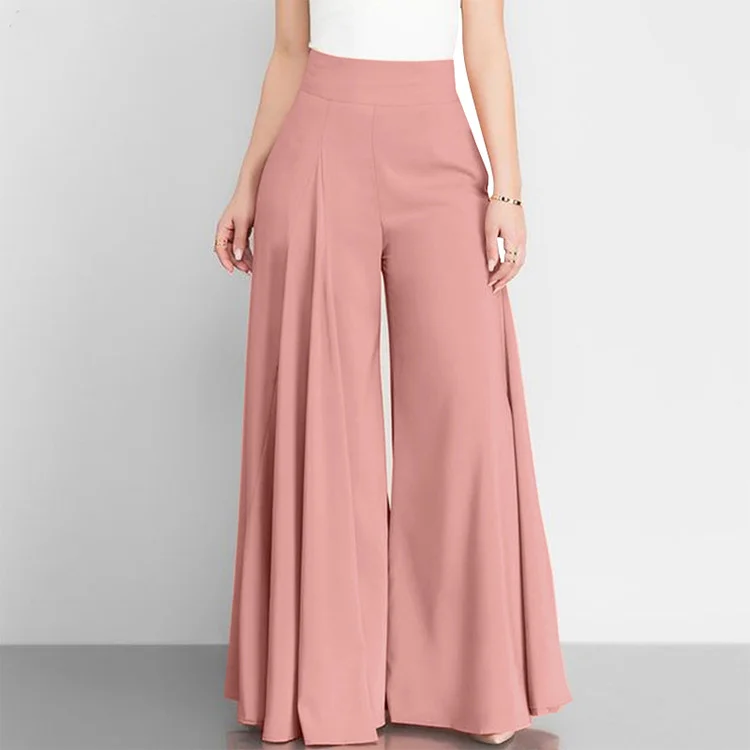 Solid Color High Waist Thin Wide Leg Casual Pants