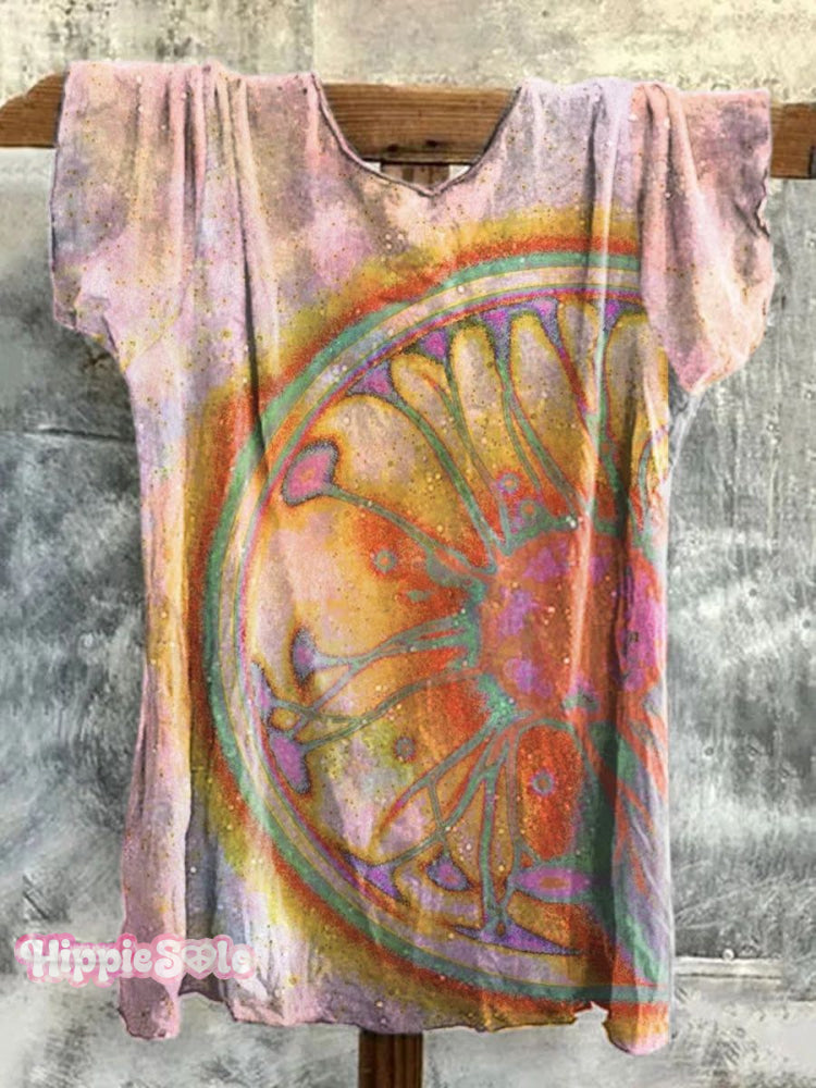Women’s Retro Hippie Print Classic T-Shirt Multicolor / S