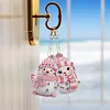 6Pcs DIY Diamond Painting Pink Snowman Keychain