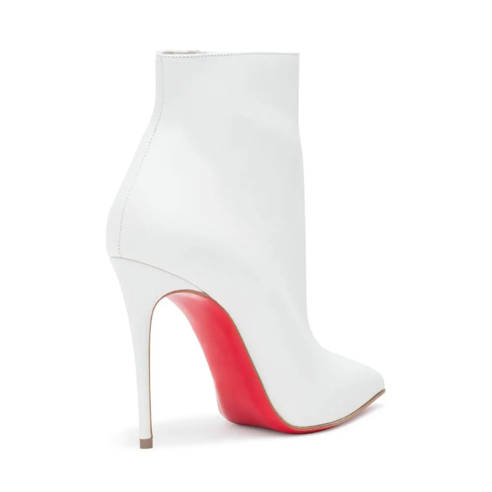 100mm Women's Closed Pointed Toe Red Soles Stilettos Ankle Matte Boots-vocosishoes